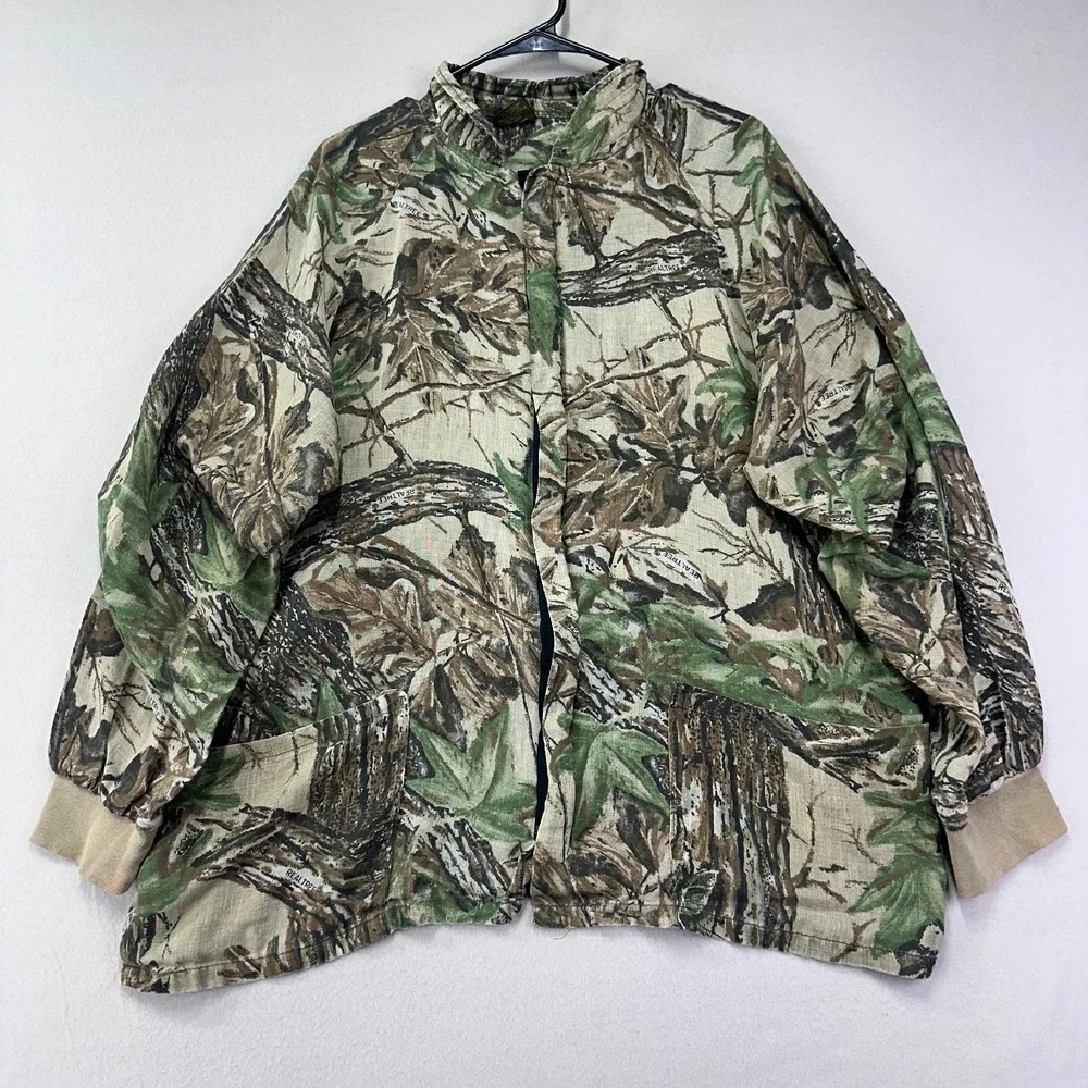 VTG 80s SPARTAN Shirt Mens Large RealTree Camo Stealthscreen Mesh Full-Zip L/S